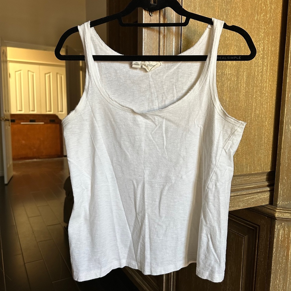 PURE DKNY White TANK TOP 100% Cotton COMFY